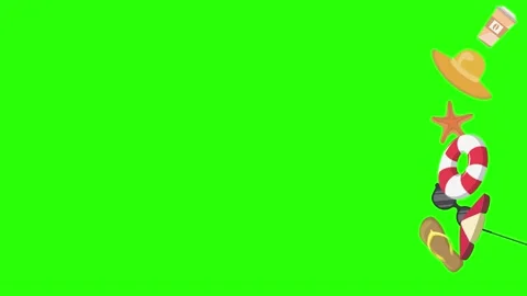 Travel beach objects animation graphic source elements chroma key Stock Footage 194311435