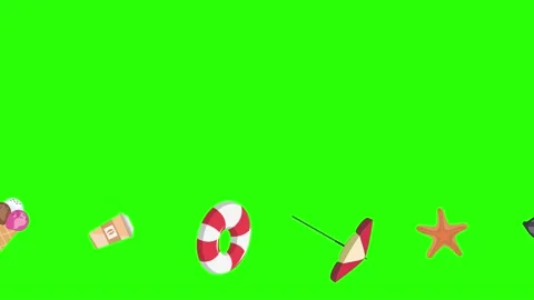Travel beach objects animation graphic source elements chroma key Stock Footage 194311438