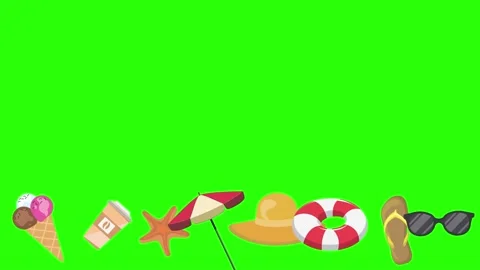 Travel beach objects animation graphic source elements chroma key Stock Footage 194311439