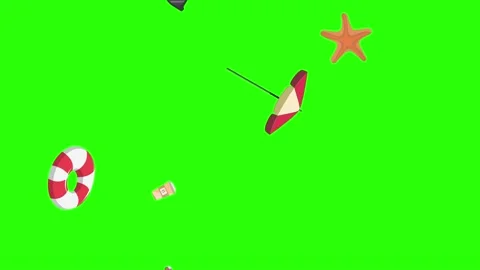 Travel beach objects animation graphic source elements chroma key Stock Footage 194311441