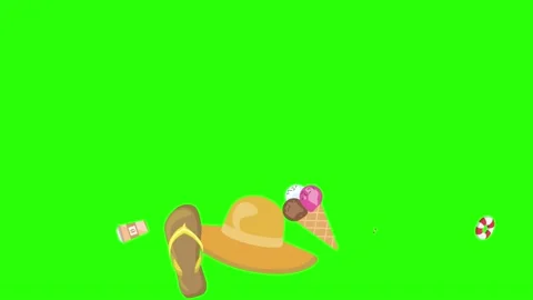 Travel beach objects animation graphic source elements chroma key Stock Footage 194311444