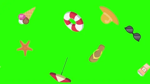 Travel beach objects animation graphic source elements chroma key Stock Footage 194311445
