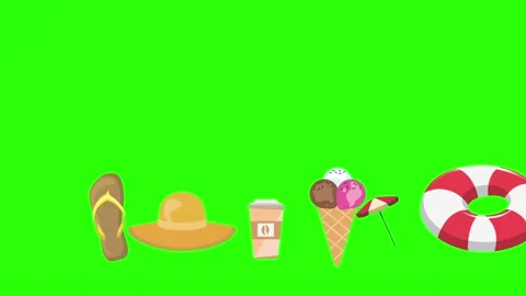 Travel beach objects animation graphic source elements chroma key Stock Footage 194311446