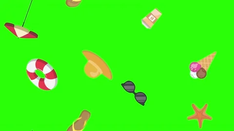Travel beach objects animation graphic source elements chroma key Stock Footage 194311447
