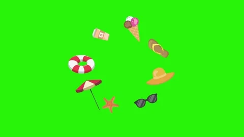 Travel beach objects animation graphic source elements chroma key Stock Footage 194311450