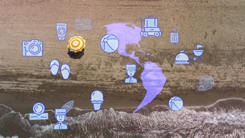 Travel beach objects animation graphic source elements urla ,izmir,turkey Stock Footage 201051213