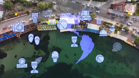 Travel beach objects animation graphic source elements urla ,izmir,turkey Stock Footage 201051224