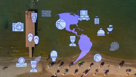 Travel beach objects animation graphic source elements urla ,izmir,turkey Stock Footage 201051234