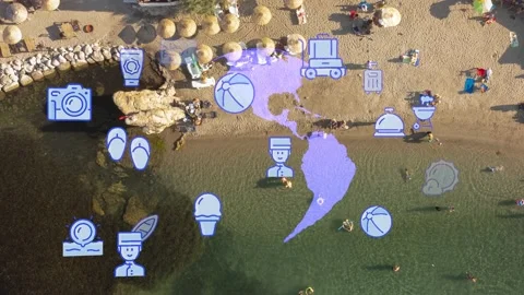 Travel beach objects animation graphic source elements urla ,izmir,turkey Stock Footage 202571916