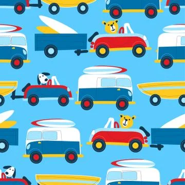 Travel to the beach seamless pattern Stock Illustration