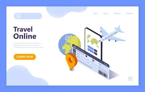 Travel booking mobile interface concept. Vector illustration Stockillustratie