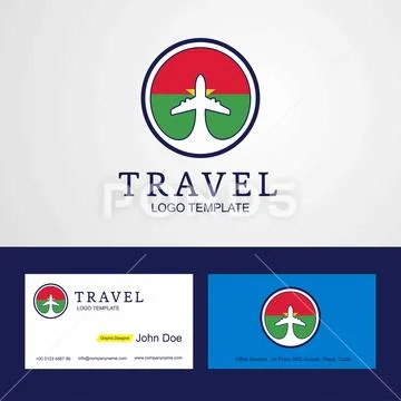 Travel Burkina Faso Creative Circle flag Logo and Business card