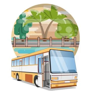 Travel by bus. Stock Illustration