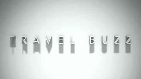 Travel buzz 3D title animation with shadows on a white background Stock Footage 297569003