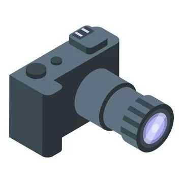 Travel camera icon isometric vector. Globe map Stock Illustration