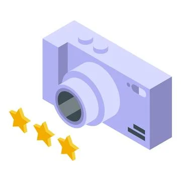 Travel camera icon isometric vector. Laptop work Stock Illustration
