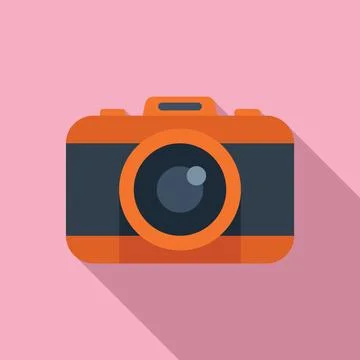 Travel camera risk icon flat vector. Finance happy Stock Illustration