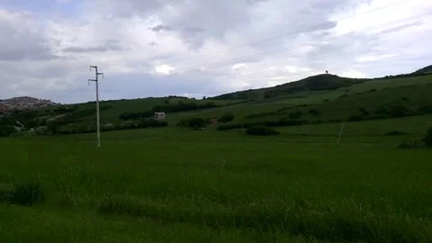 Travel in car around a little mountain town Stock Footage