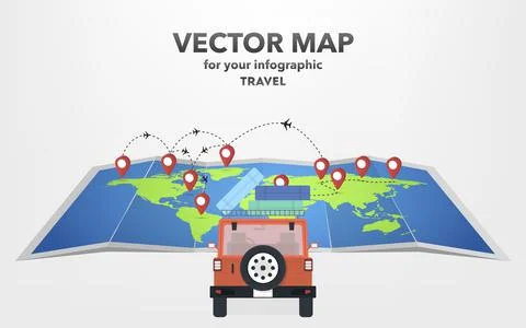 Travel on a car in flat style, vector illustration Stock Illustration
