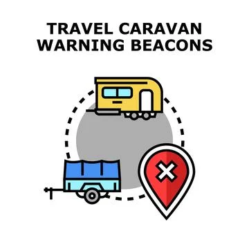 Travel caravan warning with navigation location error Stockillustratie