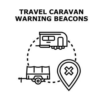 Travel caravan warning with navigation location error Stock Illustration