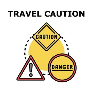 Travel caution and danger warning road signs Stock-Illustration