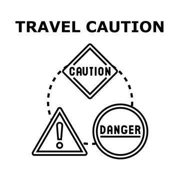 Travel caution and danger warning road signs Stock-Illustration