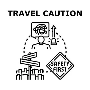 Travel caution vector concept, planning safe journey Stock Illustration
