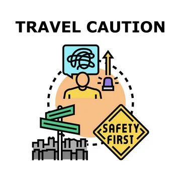 Travel caution vector concept, planning safe journey Stock Illustration