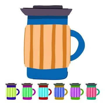 Travel coffee cup reusable vector cartoon graphic Ilustración de archivo