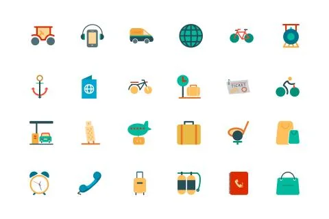 Travel Colored Vector Set Ilustración de archivo