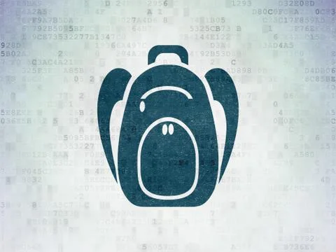 Travel concept: Backpack on Digital Data Paper background Stockillustratie
