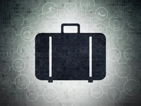 Travel concept: Bag on Digital Data Paper background Stock Illustration