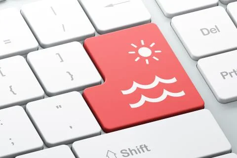 Travel concept: Beach on computer keyboard background Stock Illustration