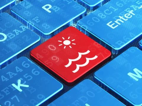 Travel concept: Beach on computer keyboard background Stock Illustration