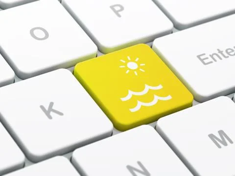 Travel concept: Beach on computer keyboard background Stock Illustration