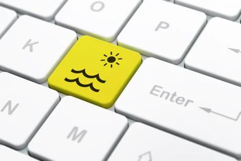 Travel concept: Beach on computer keyboard background Stock Illustration