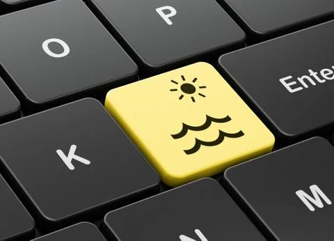 Travel concept: Beach on computer keyboard background Stock Illustration