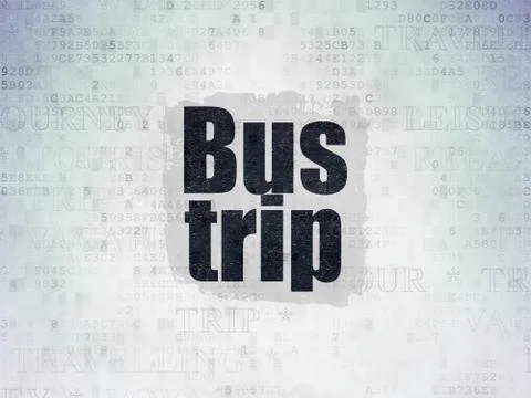 Travel concept: Bus Trip on Digital Data Paper background 스톡 일러스트