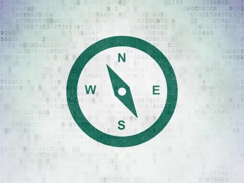 Travel concept: Compass on Digital Data Paper background イラスト素材