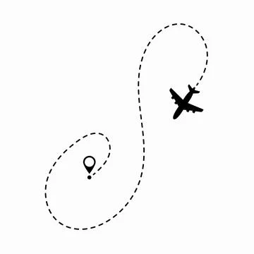 Travel concept. Dotted path airplane. Aircraft tracking. Airplane route plane Stock Illustration