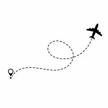 Travel concept. Dotted path airplane. Aircraft tracking. Airplane route plane Stock Illustration