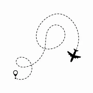 Travel concept. Dotted path airplane. Aircraft tracking. Airplane route plane Stock Illustration