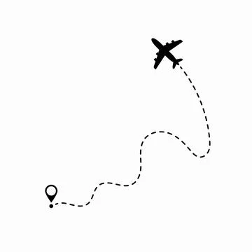 Travel concept. Dotted path airplane. Aircraft tracking. Airplane route plane Stock Illustration