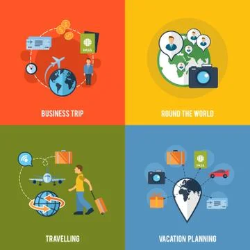 Travel concept flat icons composition Stock Illustration