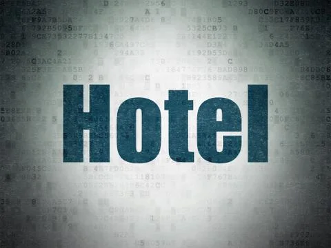 Travel concept: Hotel on Digital Data Paper background 스톡 일러스트