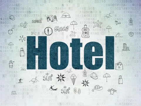 Travel concept: Hotel on Digital Data Paper background Stock Illustration