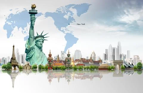 Travel concept, Liberty Enlightening the World Stock Illustration