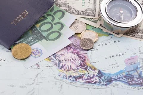 Travel concept with map Stock Photos