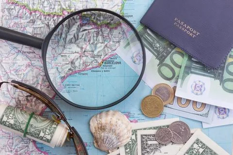 Travel concept with map Stock Photos